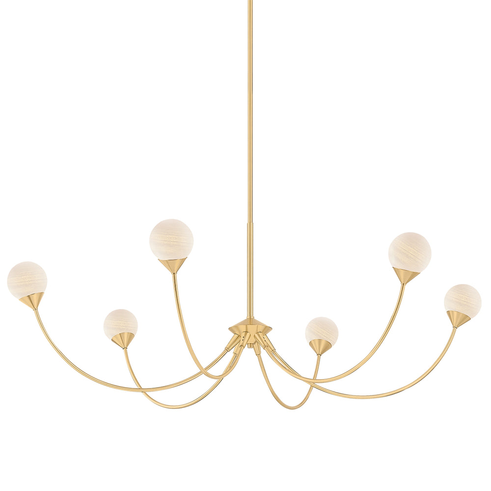 Natasha 6 Light Chandelier, Aged Brass