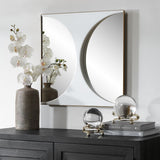 New Moon Mirrored Wall Decor, Crisp White