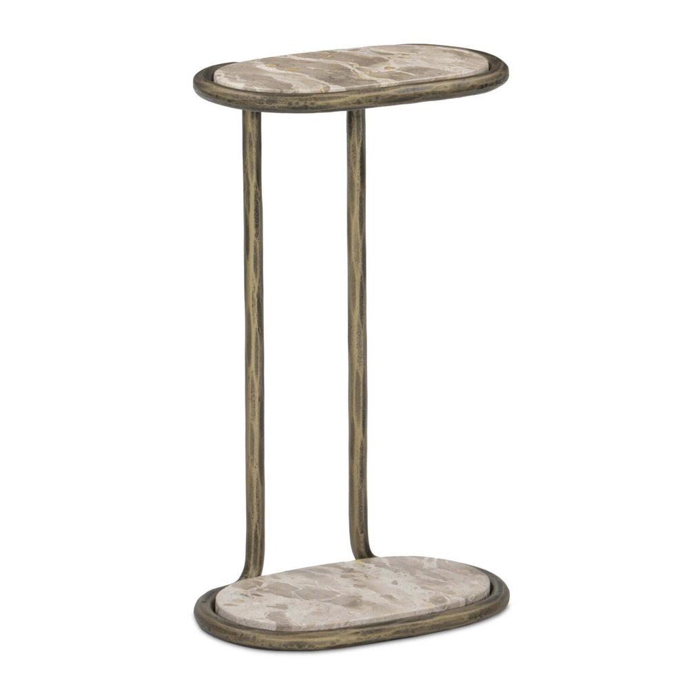 Niccola End Table, Fossil Marble/Aged Brass by Four Hands