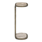 Niccola End Table, Fossil Marble/Aged Brass by Four Hands