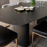 Nicolo Dining Table, Matte Black/Black Base