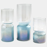 Nipped-In Vases, Clear/Blue-Accessories-High Fashion Home