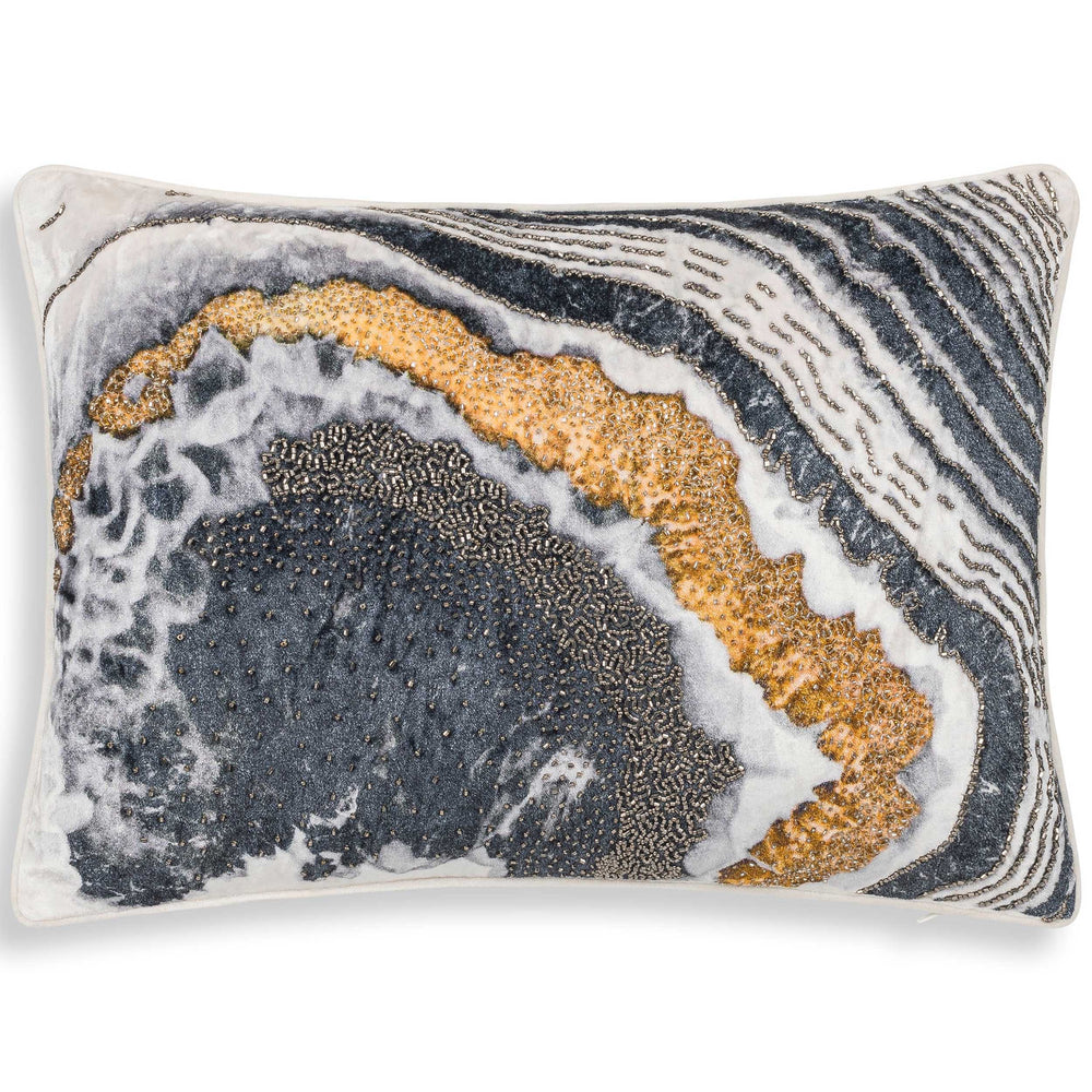 Noor Lumbar Pillow II, Black/Gold-Accessories-High Fashion Home