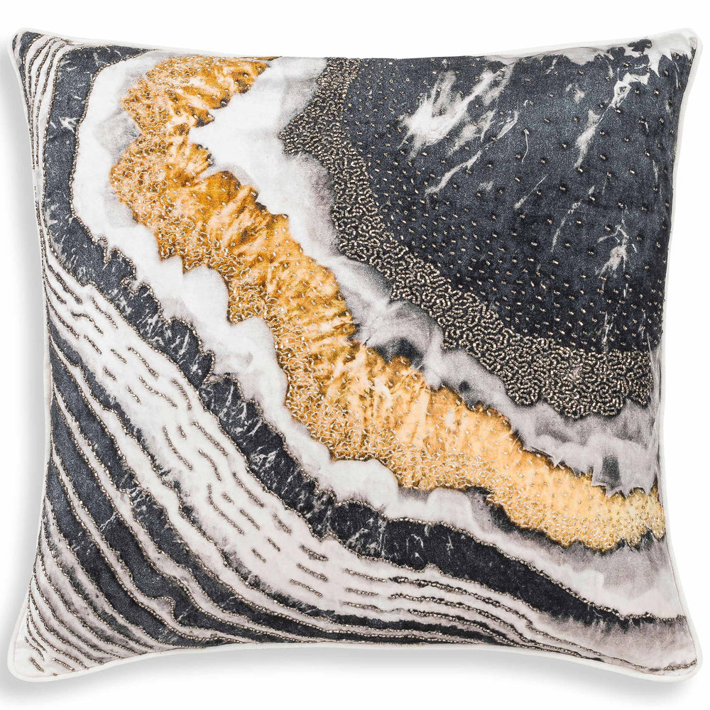 Noor Pillow II, Black/Gold-Accessories-High Fashion Home