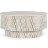Norwood Round Coffee Table, Coastal White-Furniture - Accent Tables-High Fashion Home