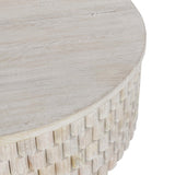 Norwood Round Coffee Table, Coastal White-Furniture - Accent Tables-High Fashion Home