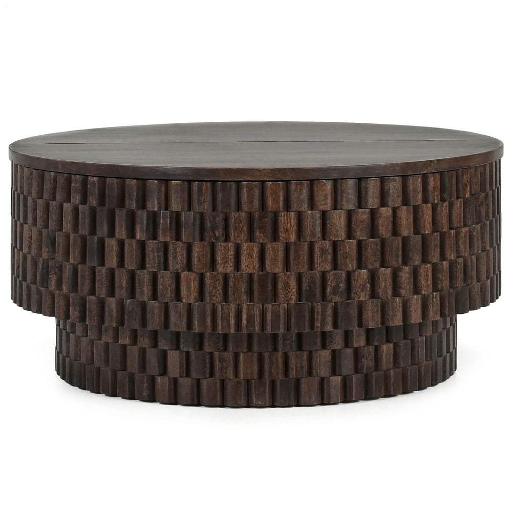 Norwood Round Coffee Table, Dark Brown-Furniture - Accent Tables-High Fashion Home