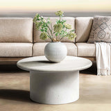Nysa Outdoor Round CoffeeTable, White-Furniture - Outdoor-High Fashion Home