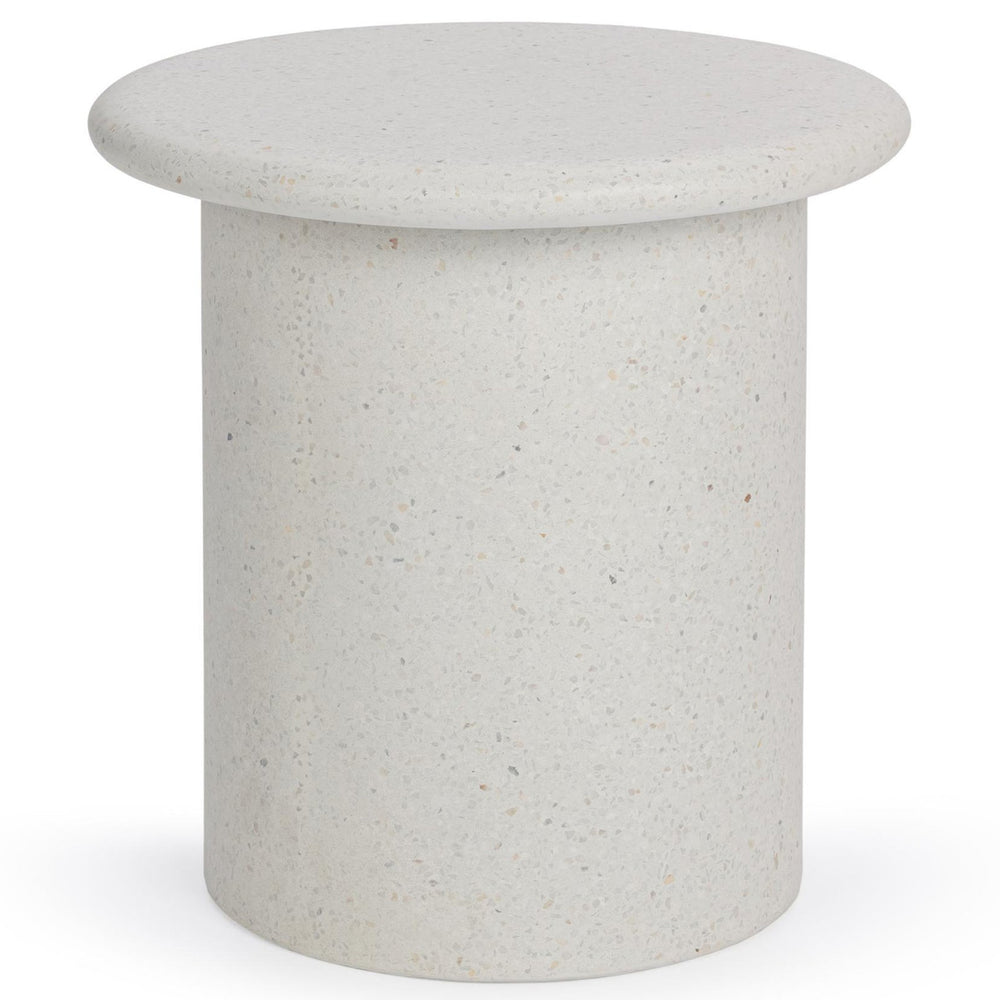 Nysa Outdoor Round End Table, White-Furniture - Outdoor-High Fashion Home