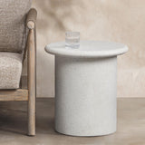 Nysa Outdoor Round End Table, White-Furniture - Outdoor-High Fashion Home