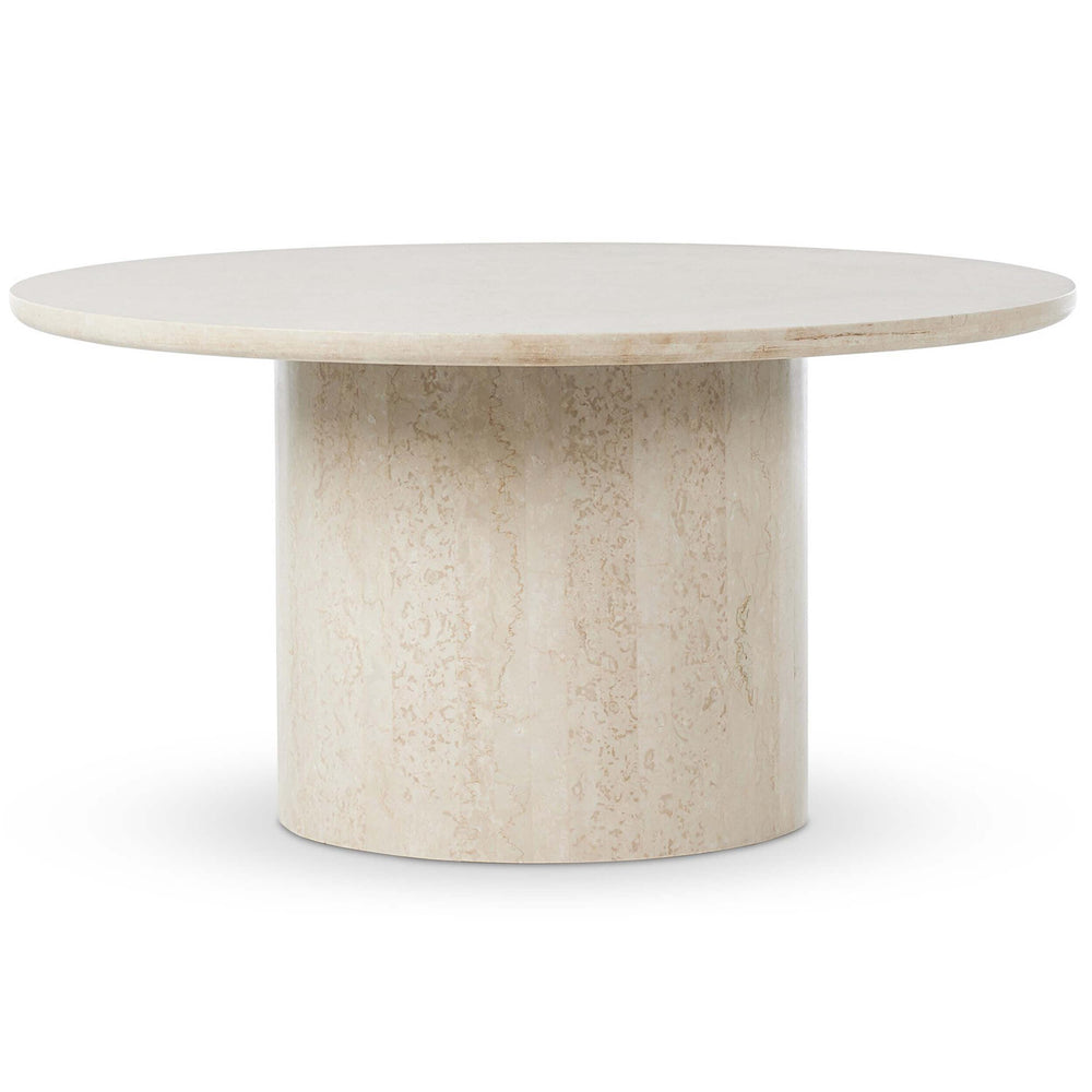 Oakland 60" Round Outdoor Dining Table, Cream Marble-Furniture - Dining-High Fashion Home