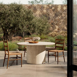 Oakland 60" Round Outdoor Dining Table, Cream Marble-Furniture - Dining-High Fashion Home