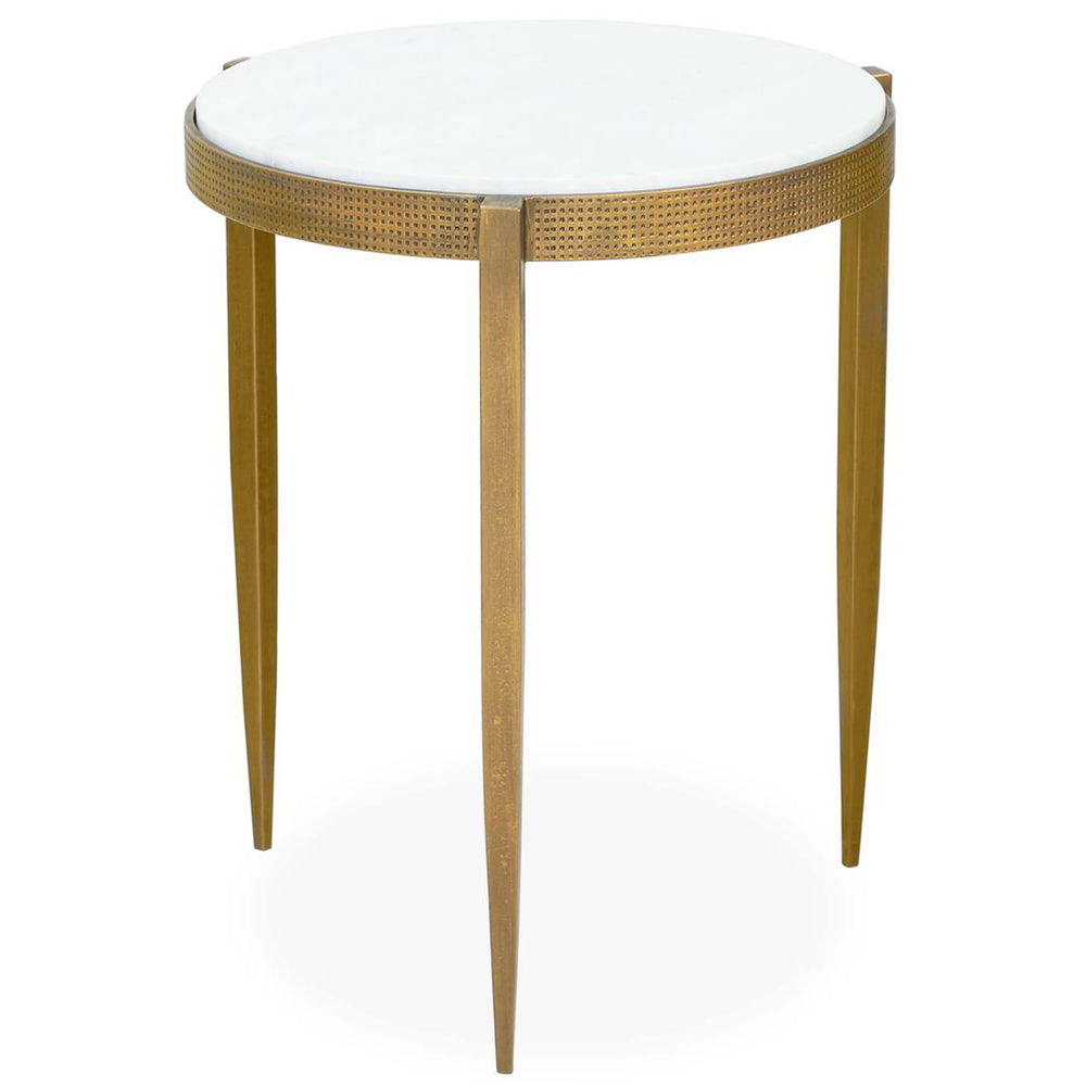 Ocilla Accent Table, White/Antique Brass