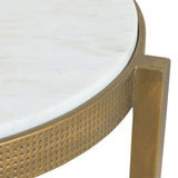 Ocilla Accent Table, White/Antique Brass