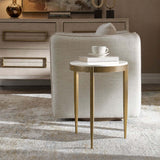 Ocilla Accent Table, White/Antique Brass