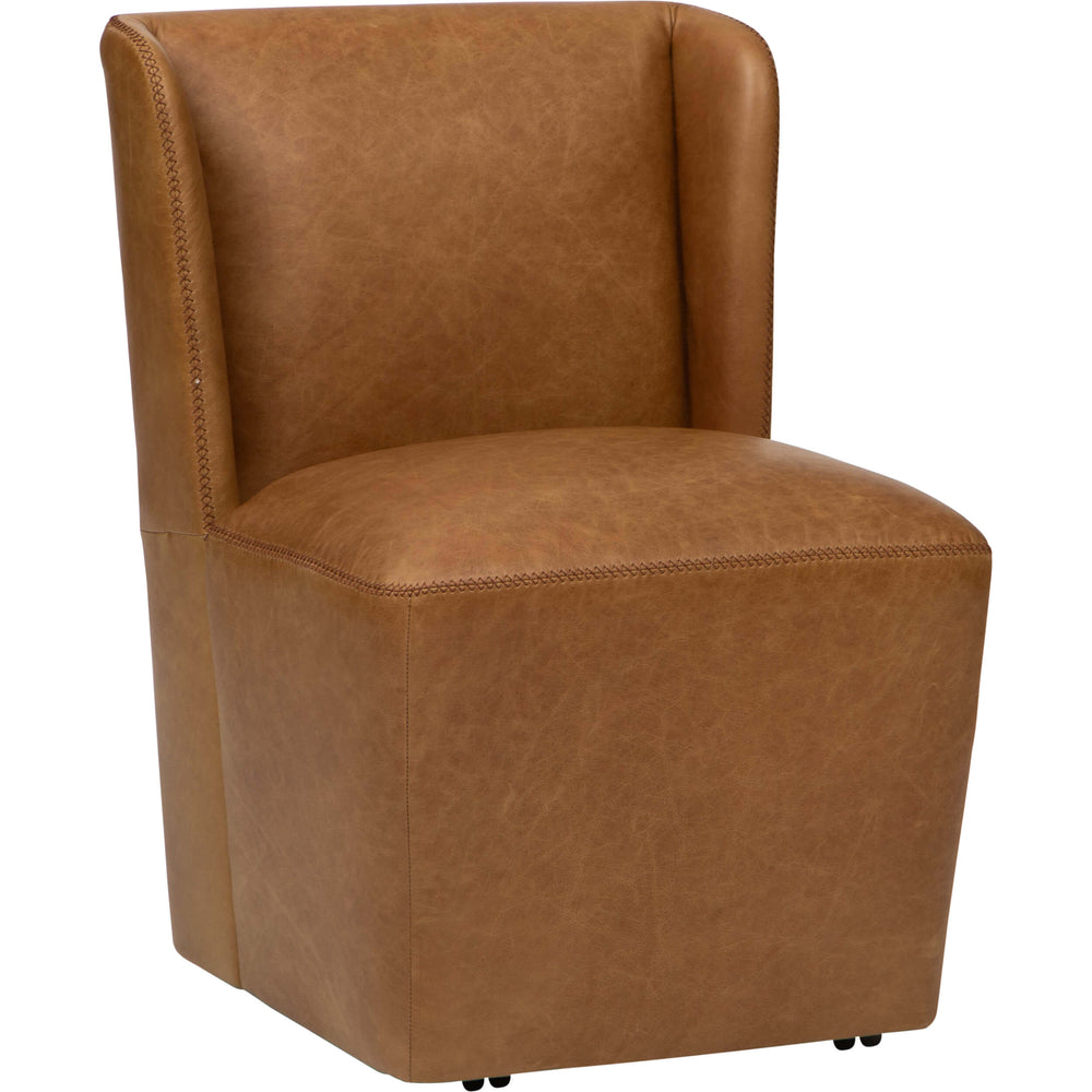 Odin Leather Gliding Dining Chair, Marseille Brown, Set of 2