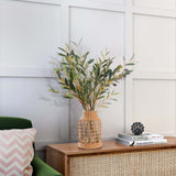 Olive Spray in Jute Wrapped Glass Vase, Natural-Accessories-High Fashion Home