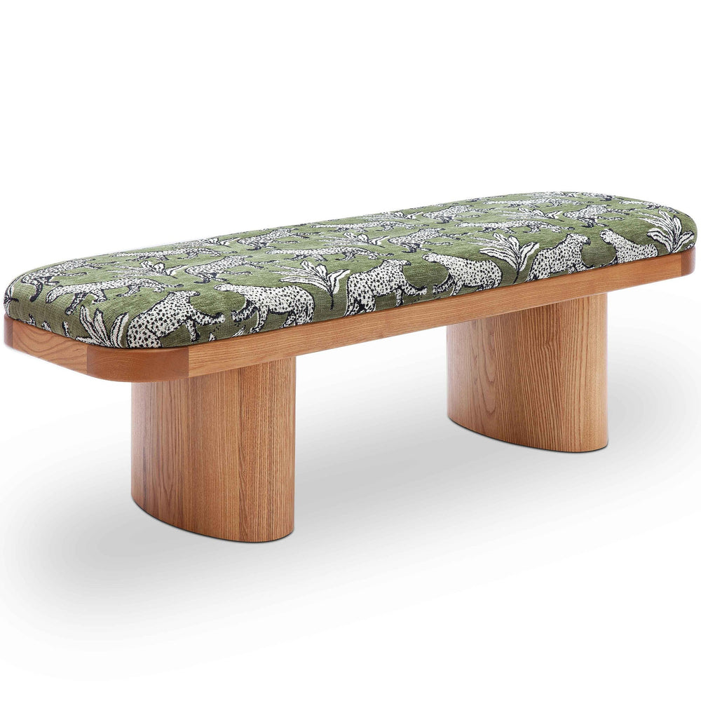 Ollie Leopard Bench, Olive Green