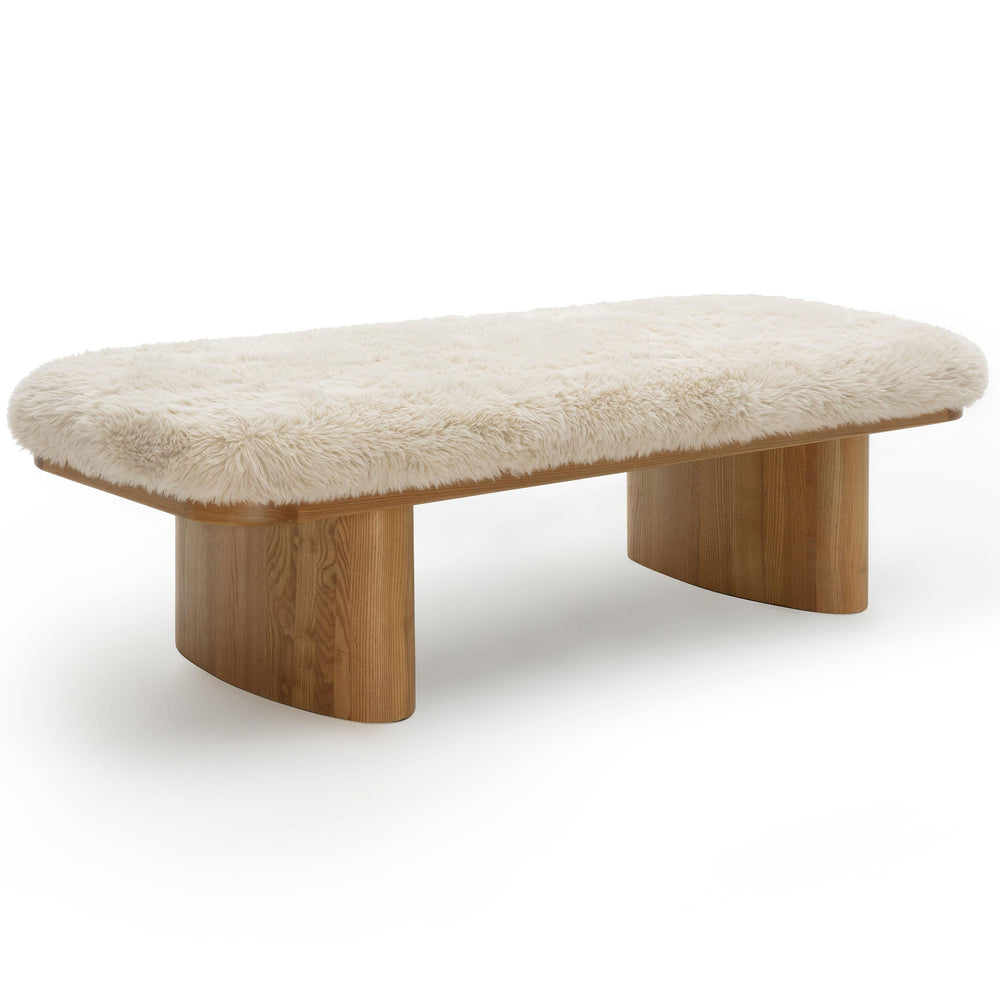 Ollie Vegan Shearling Bench, Natural