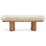 Ollie Vegan Shearling Bench, Natural