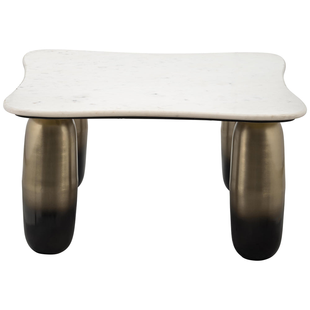 Ombre Leg Marble Top Coffee Table, White-Furniture - Accent Tables-High Fashion Home