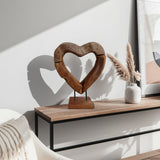 Open Heart Sculpture, Brown-Accessories-High Fashion Home