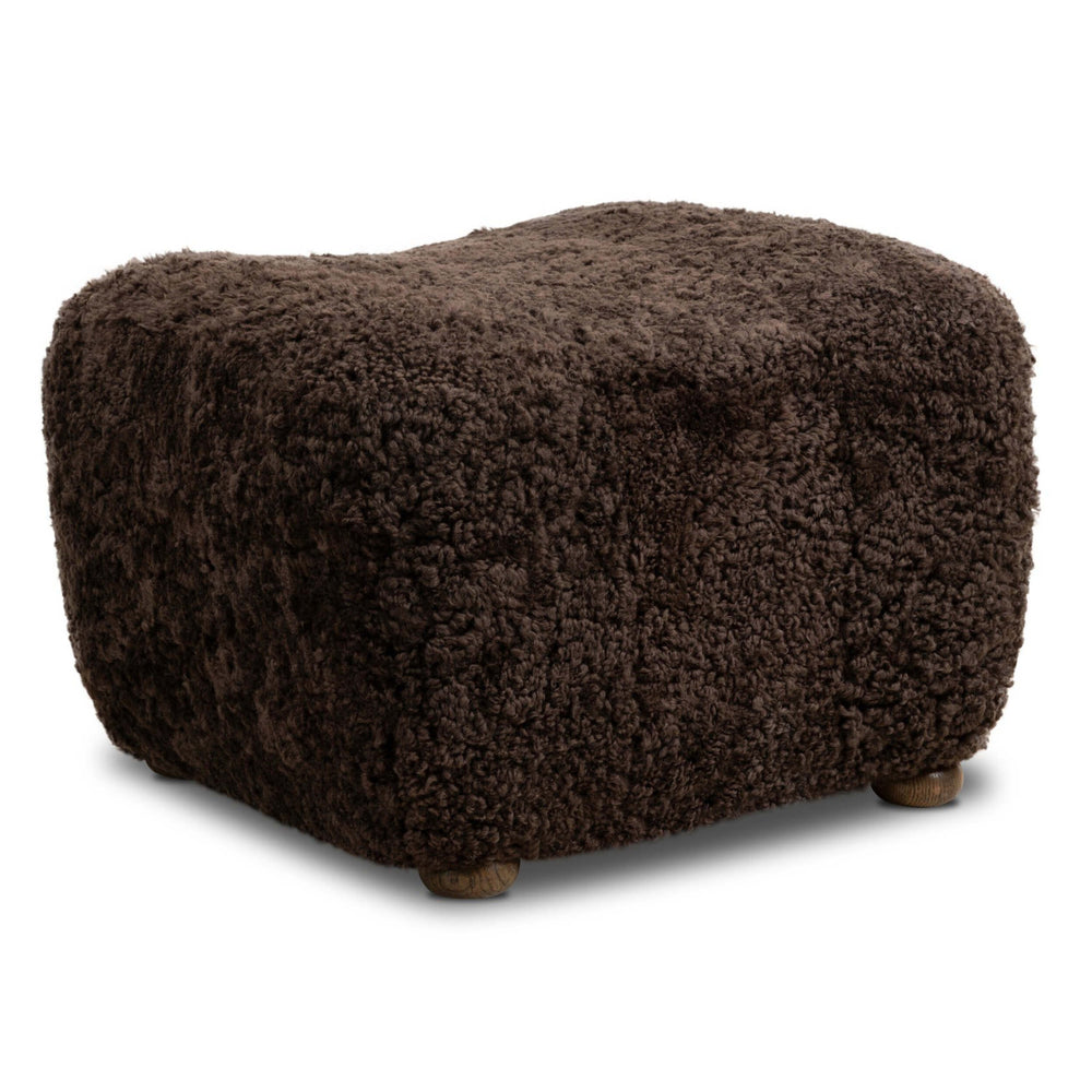 Oslo Ottoman, Cocoa Shearling by Amber Lewis x Four Hands