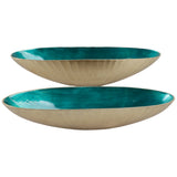 Oval Enamel Bowl, Blue/Gold, Set of 2-Accessories-High Fashion Home