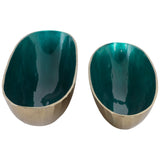 Oval Enamel Bowl, Blue/Gold, Set of 2-Accessories-High Fashion Home