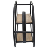 Oval Wall Shelf w/Mirror, Black/Natural