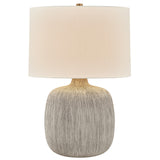Keagan Table Lamp, Patina Brass/Ceramic Stria Wheat