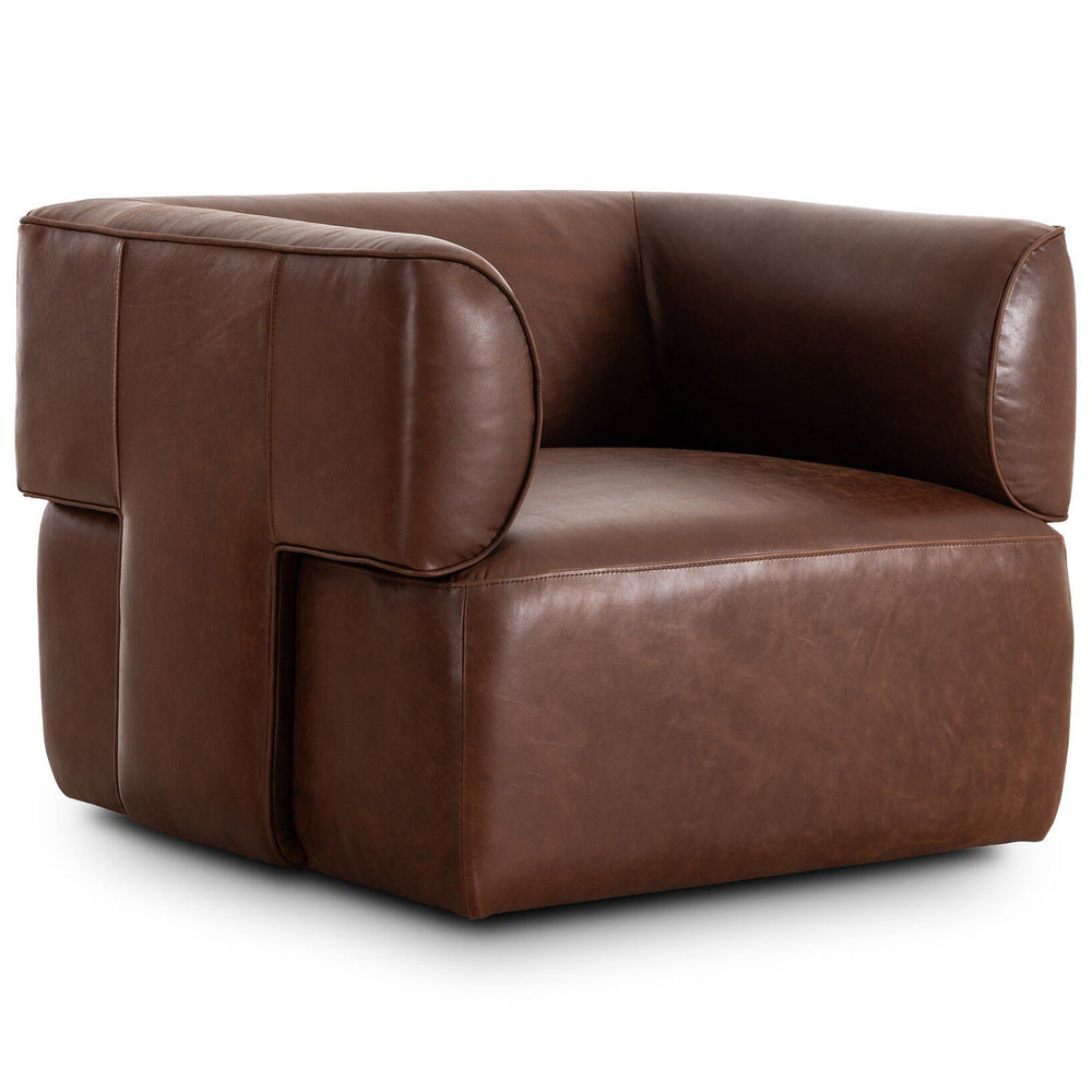 Pacey Leather Swivel Chair, Dulane Mahogany by Four Hands-Furniture - Chairs-High Fashion Home