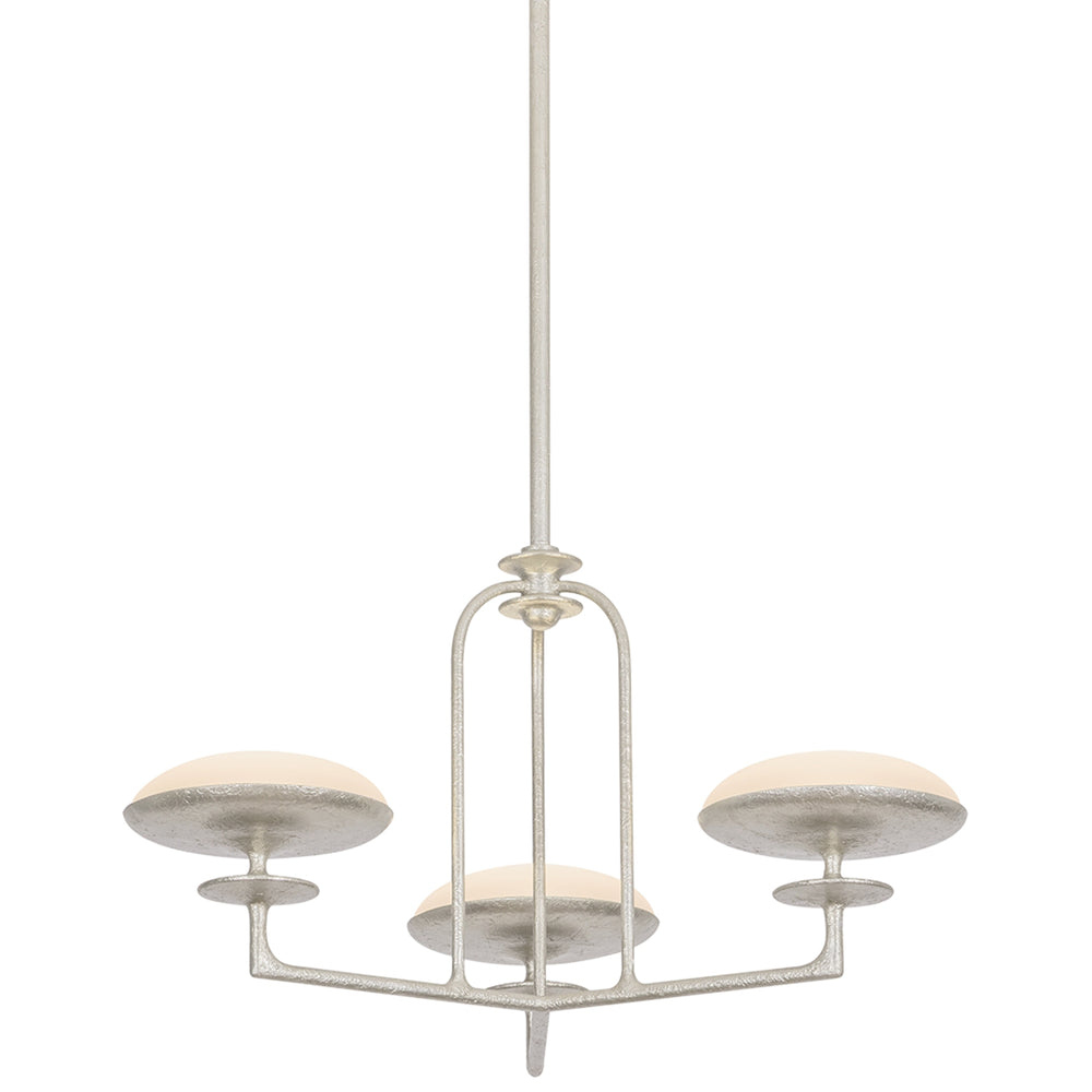 Pacific 3 Light Chandelier, Warm Silver Leaf