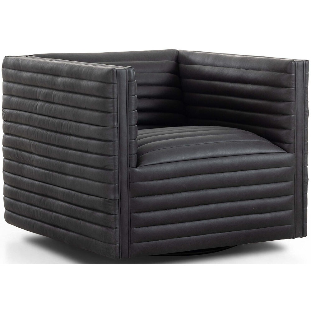 Padma Leather Swivel Chair, Eucapel Black