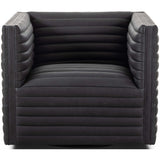 Padma Leather Swivel Chair, Eucapel Black-Furniture - Chairs-High Fashion Home