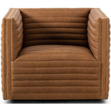 Padma Leather Swivel Chair, Eucapel Cognac-Furniture - Chairs-High Fashion Home