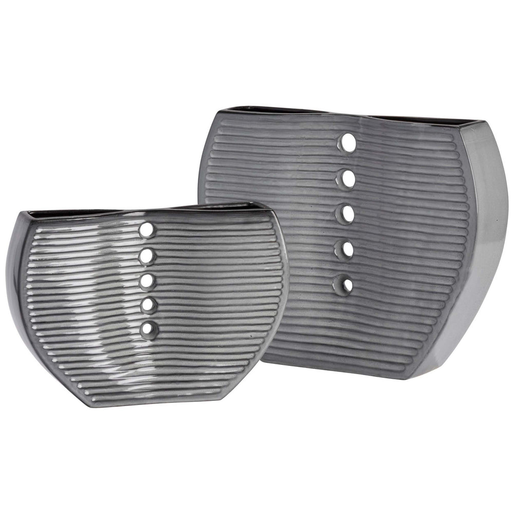Palermo Vases, Grey, Set of 2-Accessories-High Fashion Home
