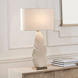 Palm Leaf Table Lamp, Matte White-Lighting-High Fashion Home