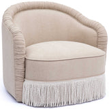 Pamela Chenille Tasseled Lounge Chair, Tan-Furniture - Chairs-High Fashion Home