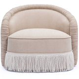 Pamela Chenille Tasseled Lounge Chair, Tan-Furniture - Chairs-High Fashion Home