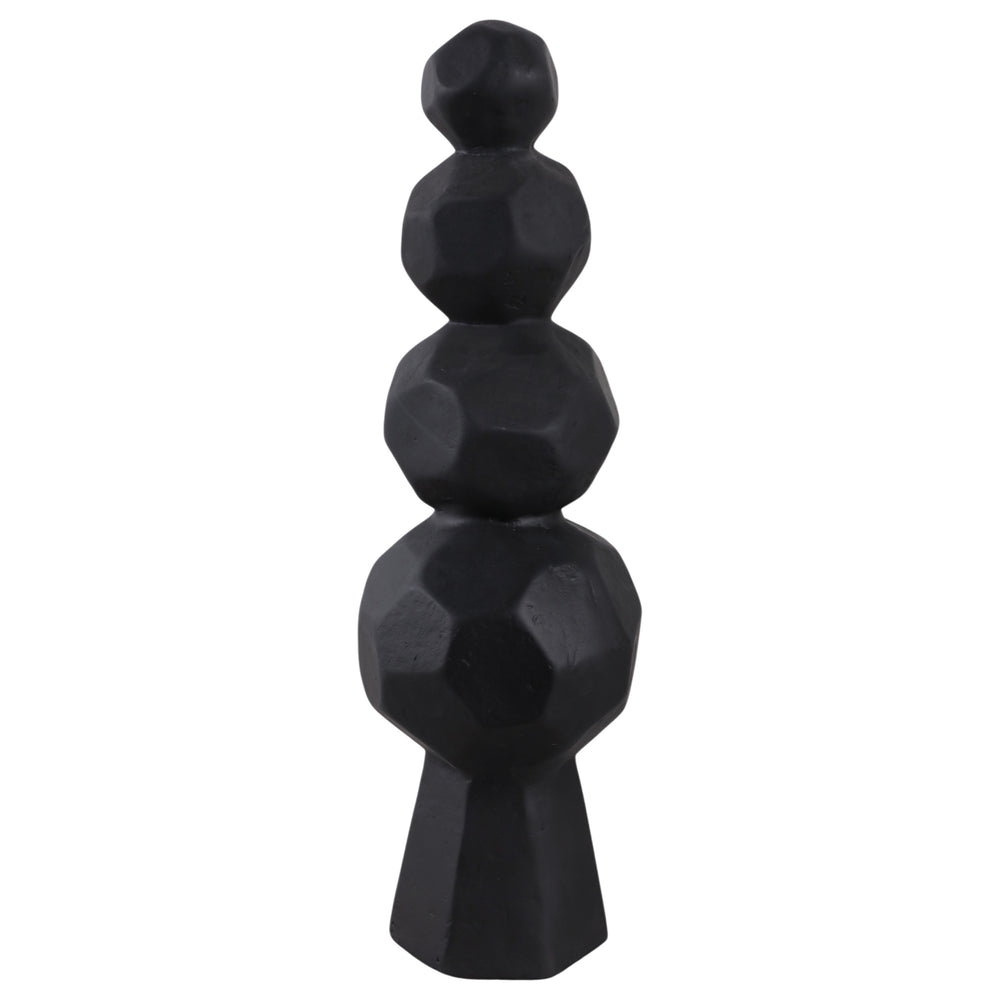 Paper Mache Faceted Rocks Sculpture, Black-Accessories-High Fashion Home
