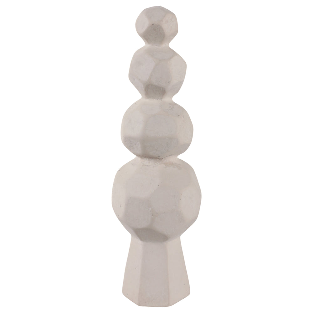 Paper Mache Faceted Rocks Sculpture, White-Accessories-High Fashion Home
