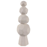Paper Mache Faceted Rocks Sculpture, White-Accessories-High Fashion Home
