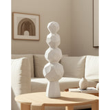Paper Mache Faceted Rocks Sculpture, White-Accessories-High Fashion Home
