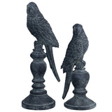Parrott Statues, Black, Set of 2-Accessories-High Fashion Home