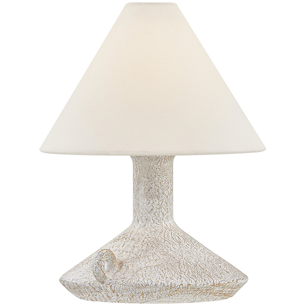 Passage Rechargeable Table Lamp, Patina Brass/Ceramic Riven Chalk