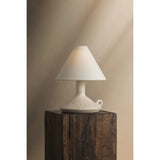 Passage Rechargeable Table Lamp, Patina Brass/Ceramic Riven Chalk