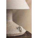 Passage Rechargeable Table Lamp, Patina Brass/Ceramic Riven Chalk