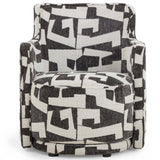 Passe Jacquard Swivel Chair, Black-Furniture - Chairs-High Fashion Home