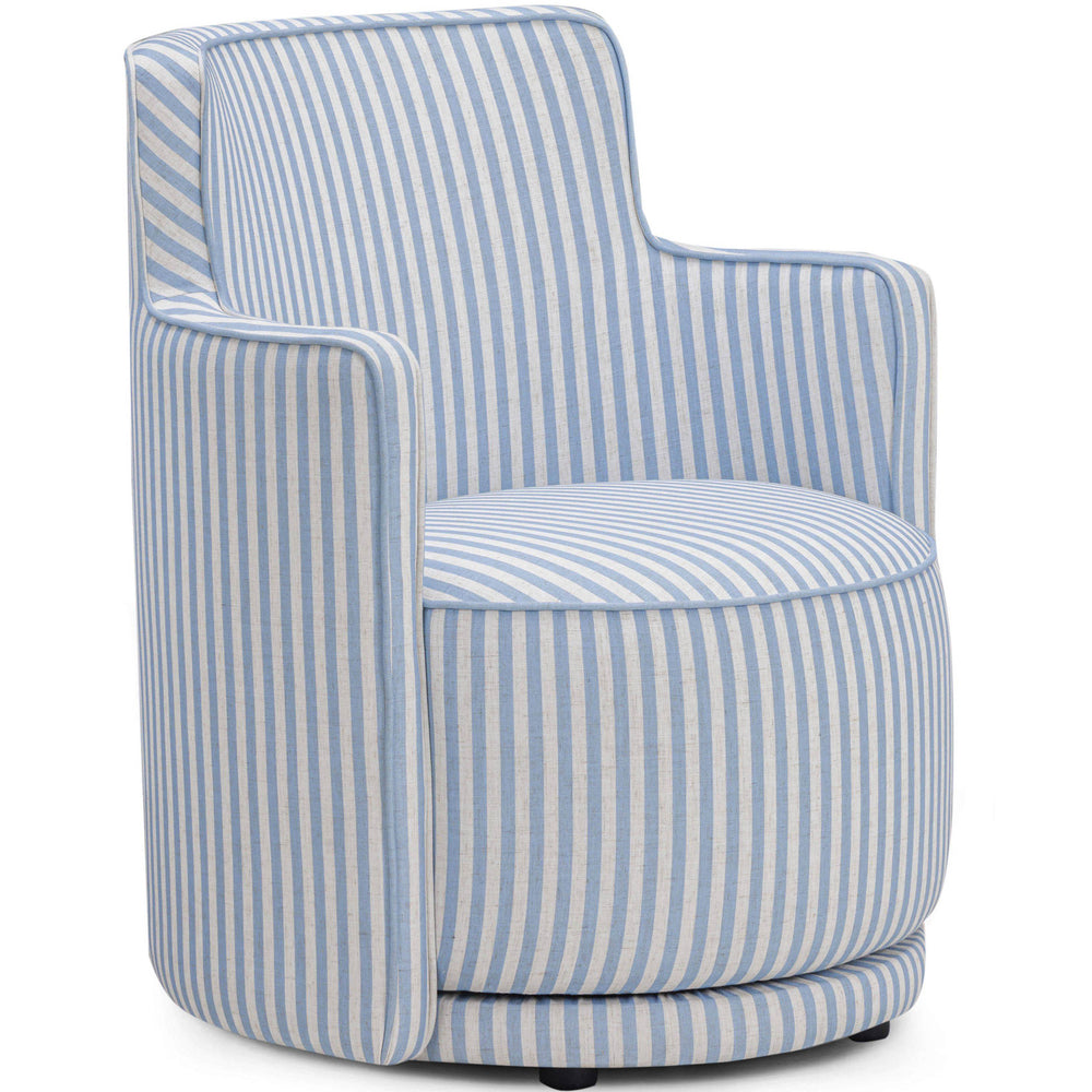 Passe Striped Swivel Chair, Blue Stripes-Furniture - Chairs-High Fashion Home